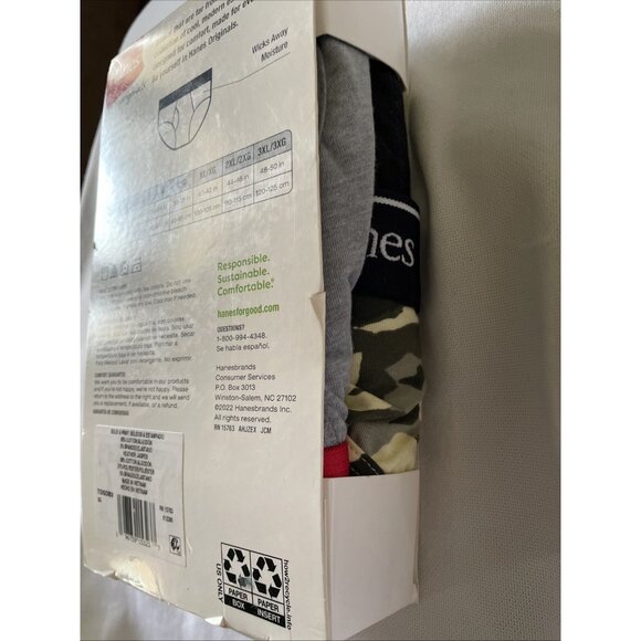 Hanes Mens 3-Pack Stretch Briefs 3XL 48-50" Modern Fit Cool & Breathable Black C - Picture 7 of 12